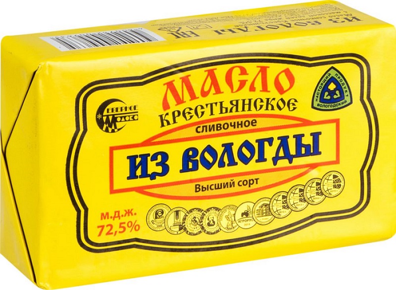 Масло крестьянское сливочное из Вологды оптом от Вологодских производителей