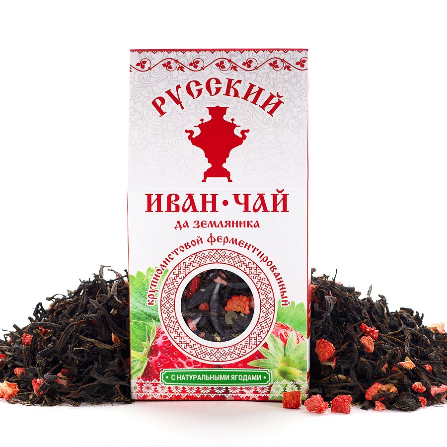 Русский Иван-чай ферментированный с земляникой 50 гр оптом от вологодских производителей с доставкой по Санкт-Петербургу